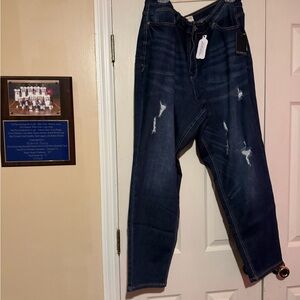 Eloquii Women's Relaxed Blue Distressed Jeans